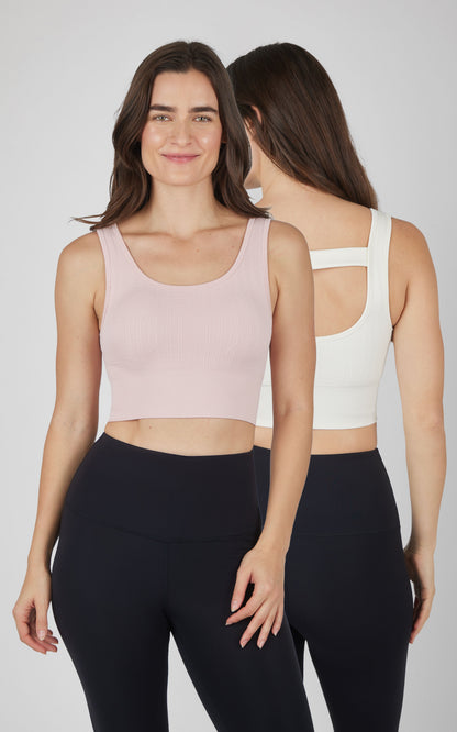90 Degree by Reflex 2 PK Seamless Cable Knit Texture Bra Top