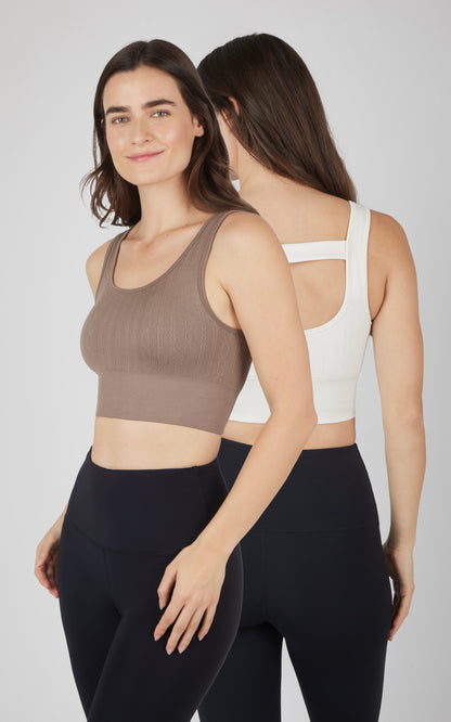 90 Degree by Reflex 2 PK Seamless Cable Knit Texture Bra Top