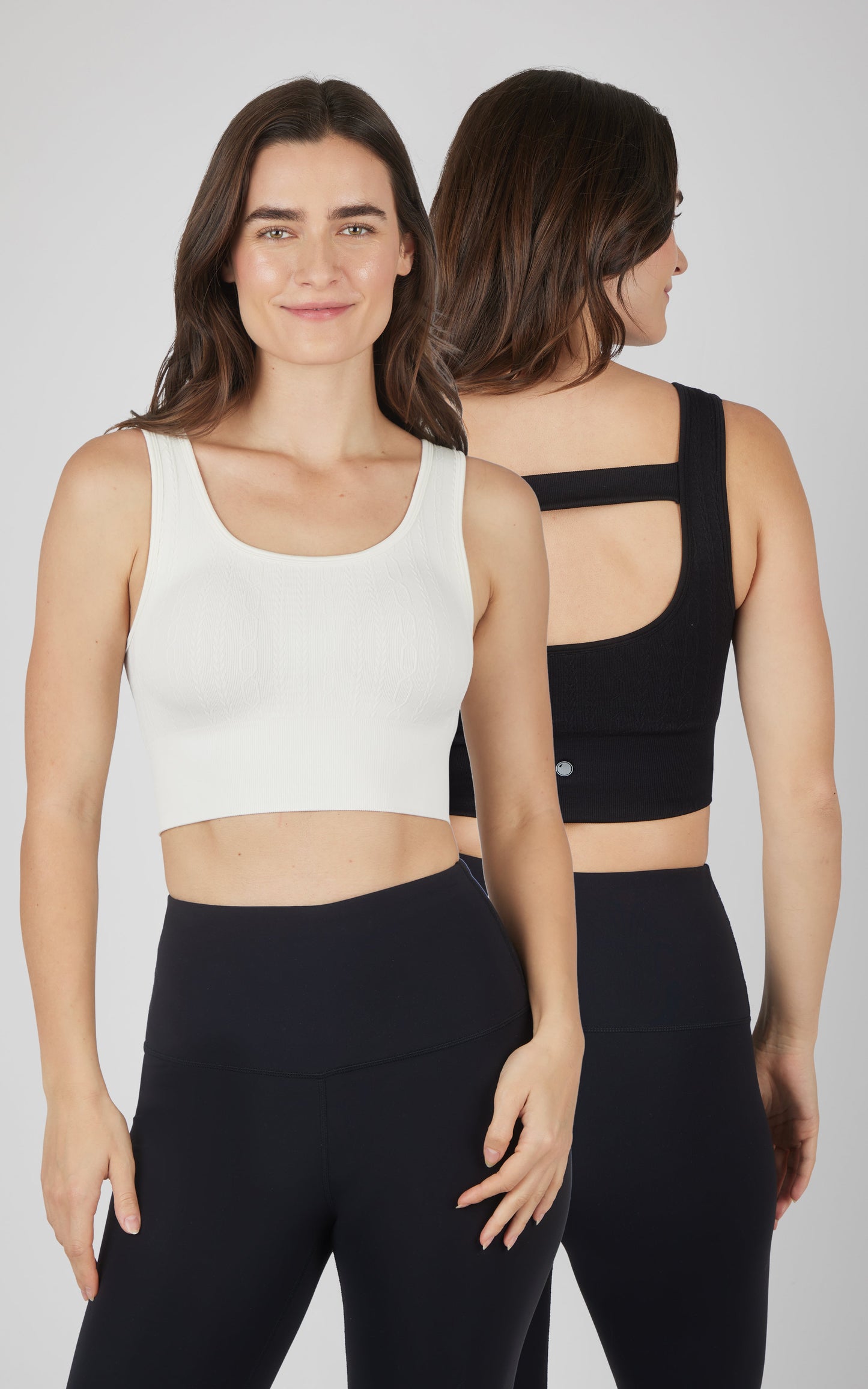 90 Degree by Reflex 2 PK Seamless Cable Knit Texture Bra Top