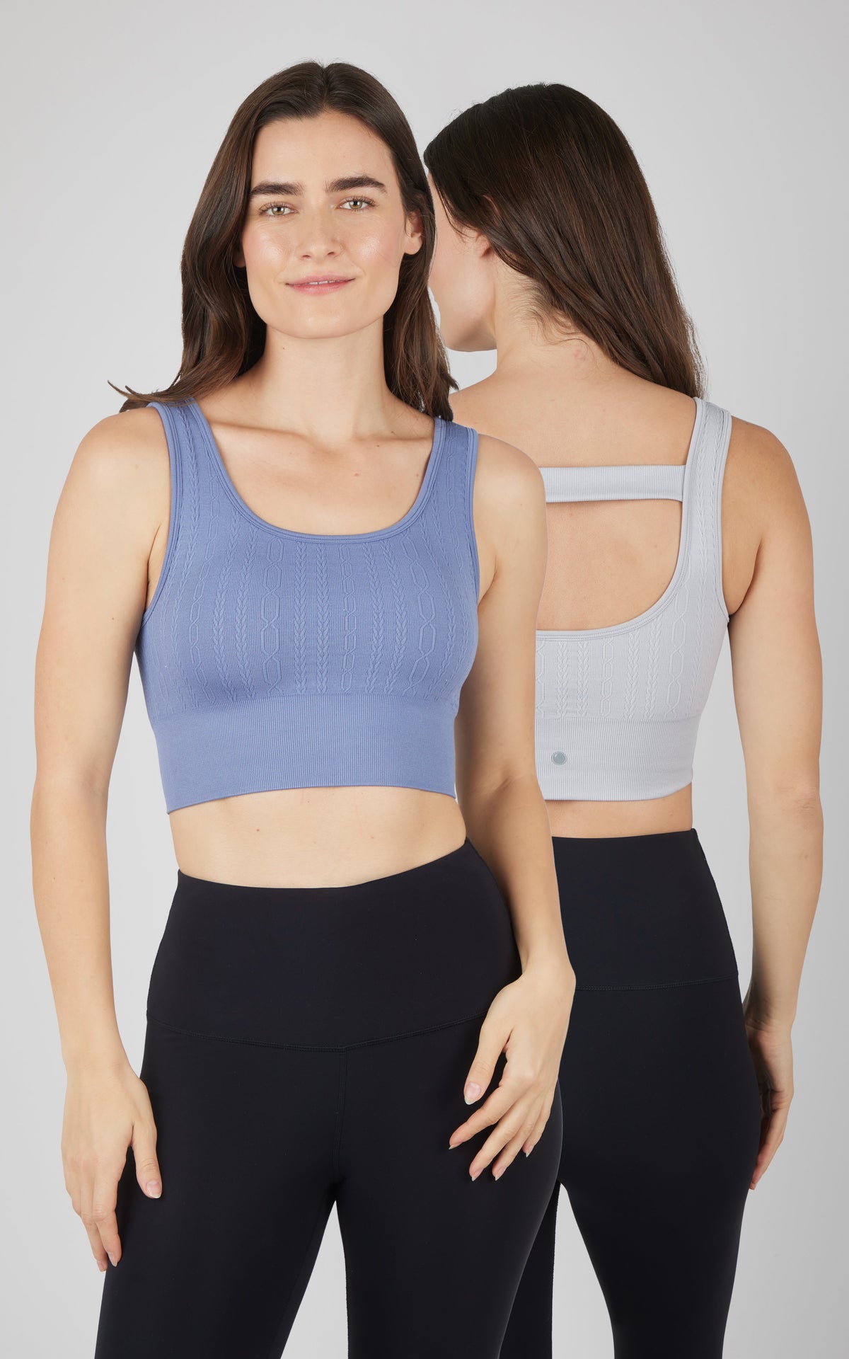90 Degree by Reflex 2 PK Seamless Cable Knit Texture Bra Top