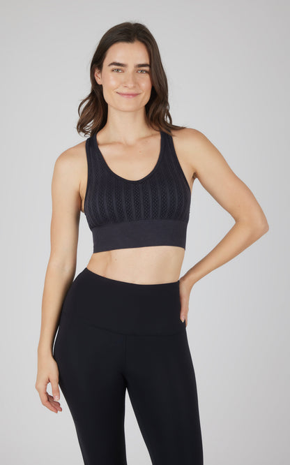 90 Degree by Reflex 2 PK Seamless Cable Knit Racerback Bra Top