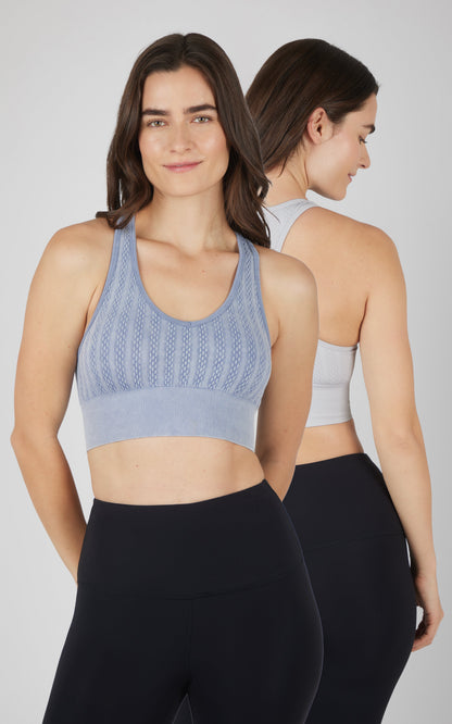 90 Degree by Reflex 2 PK Seamless Cable Knit Racerback Bra Top