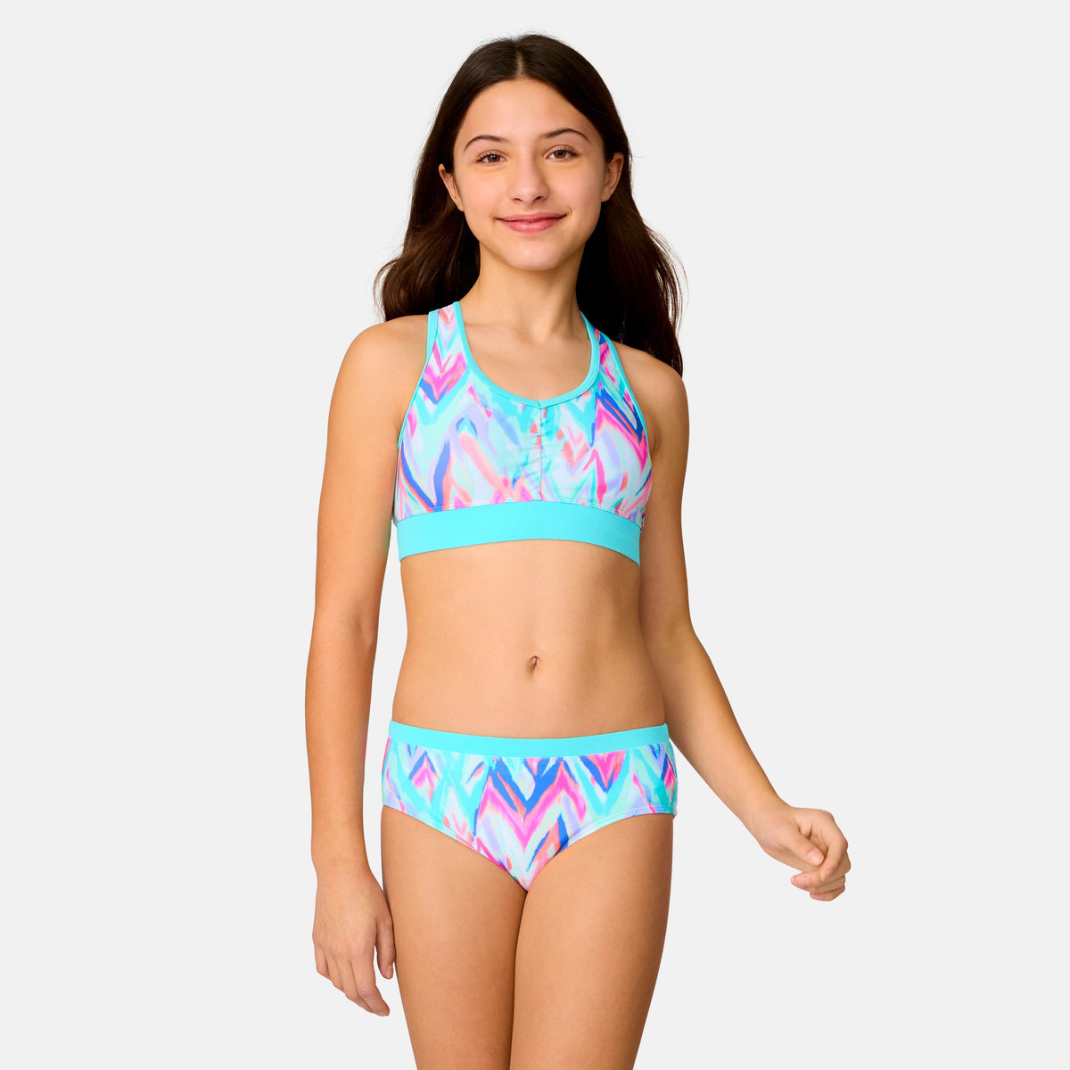 Girls' Oasis Chevron Rash Guard and Bikini Swim Set