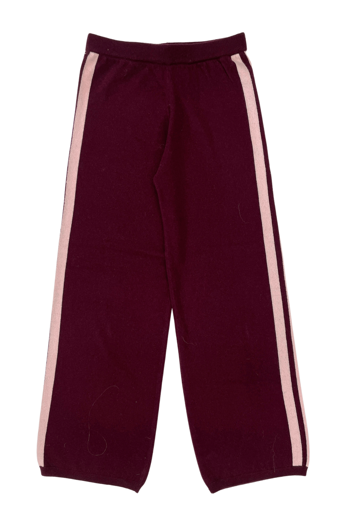 Cashmere Wool Stripe Wide-leg Pant in Raspberry