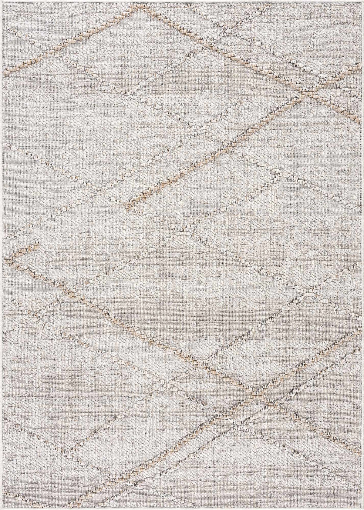 Baqer Bone & Tan Textured Performance Outdoor Rug - Clearance
