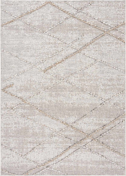 Baqer Bone & Tan Textured Performance Outdoor Rug - Clearance