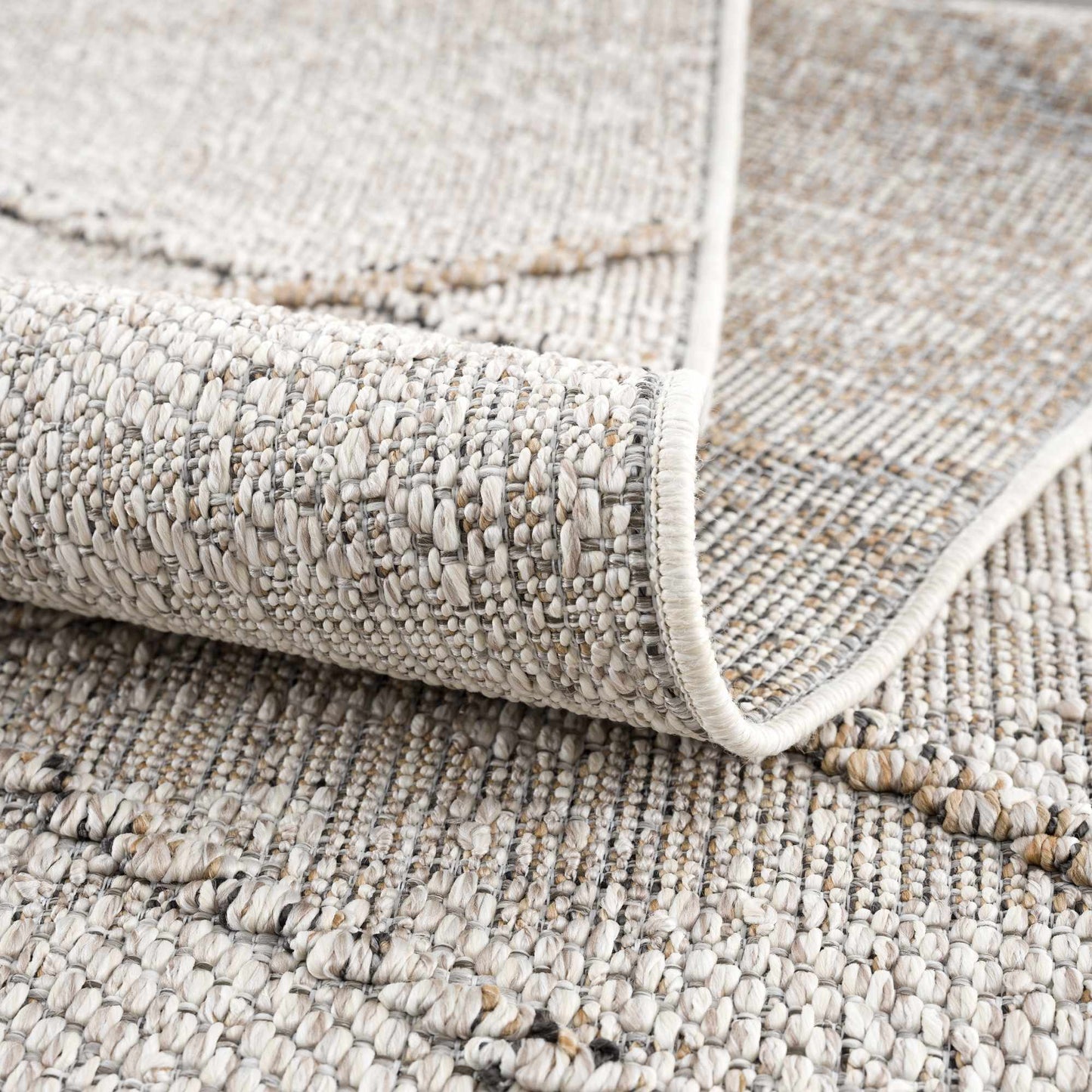 Baqer Bone & Tan Textured Performance Outdoor Rug - Clearance