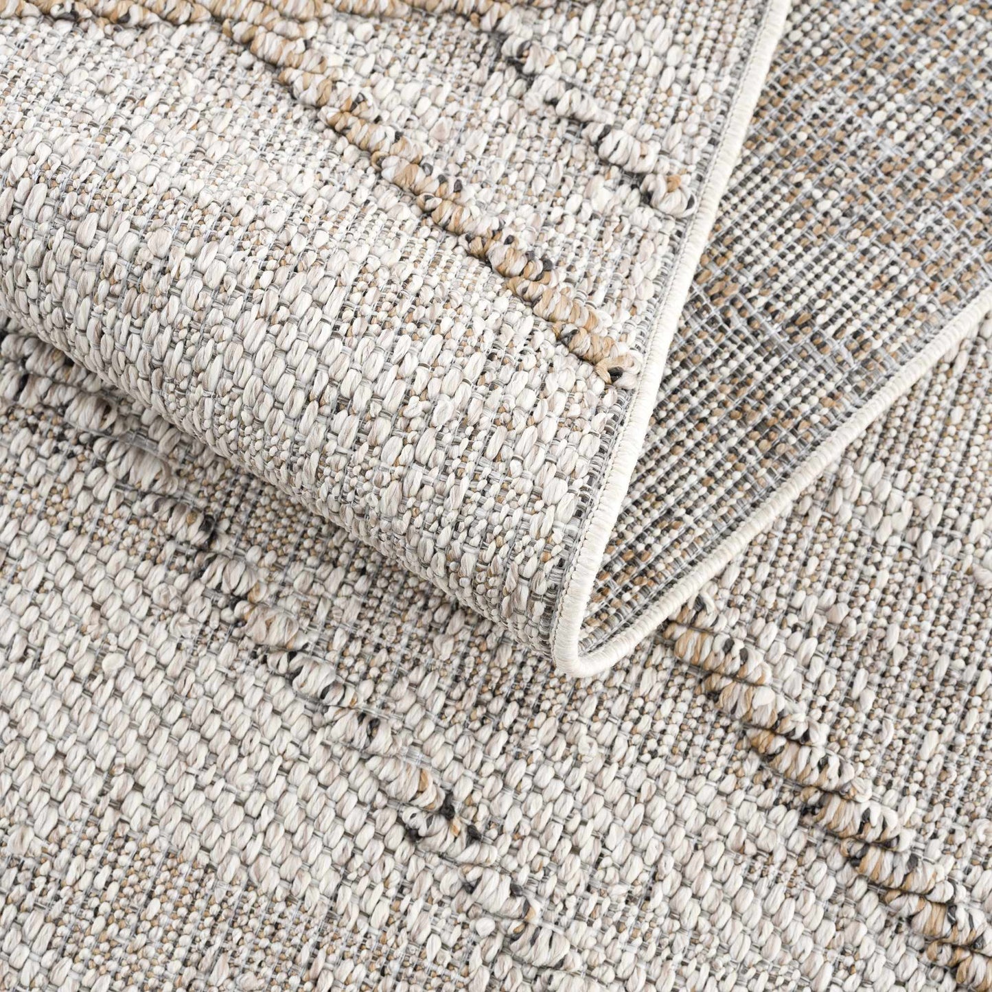 Baqer Bone & Tan Textured Performance Outdoor Rug - Clearance