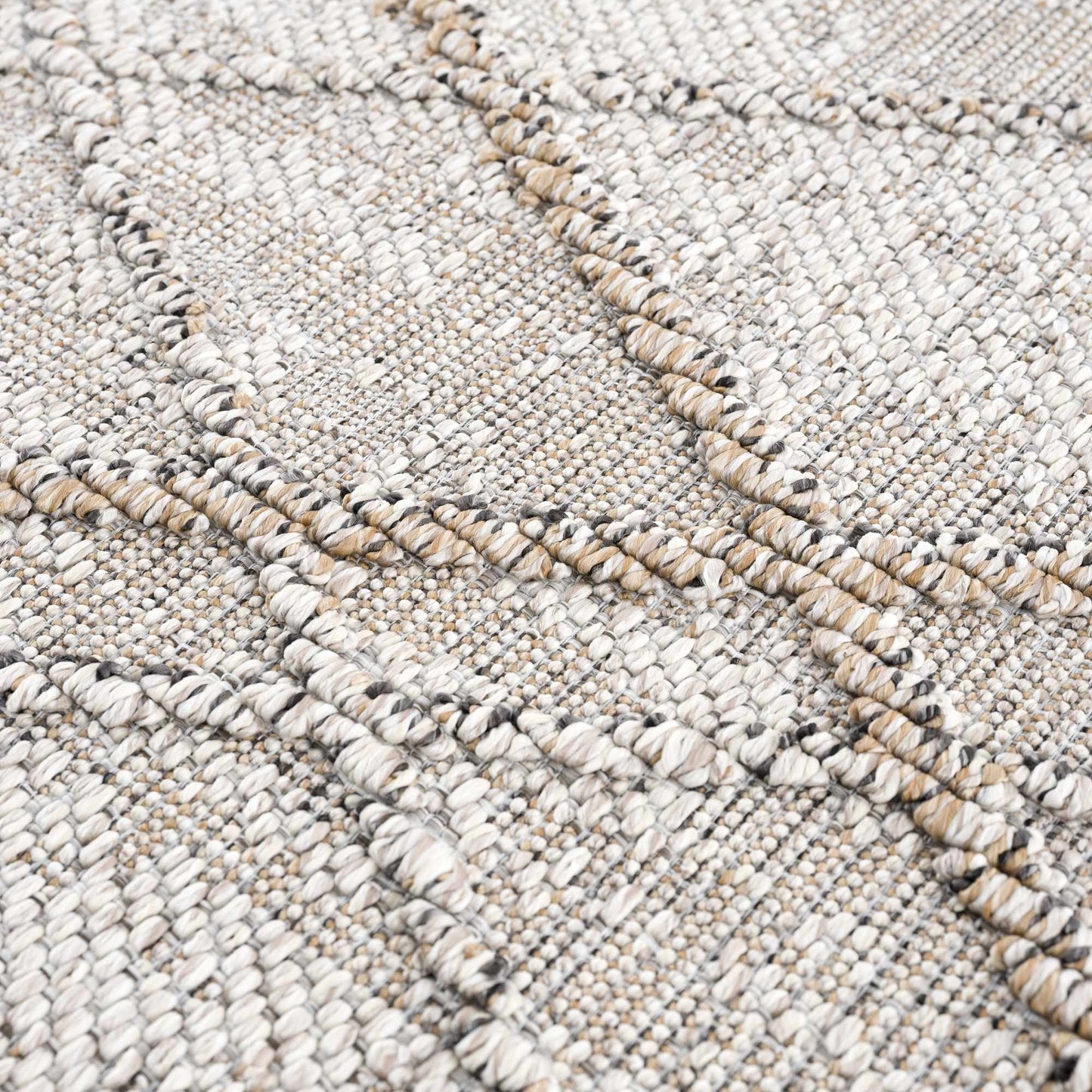 Baqer Bone & Tan Textured Performance Outdoor Rug - Clearance