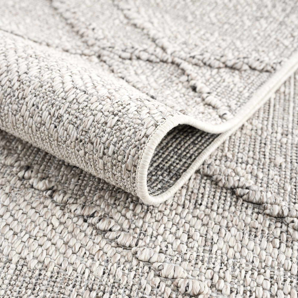 Baqer Bone & Taupe Textured Performance Outdoor Rug - Clearance