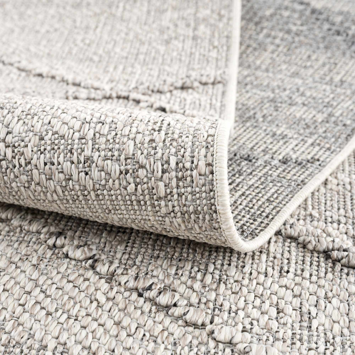 Baqer Bone & Taupe Textured Performance Outdoor Rug - Clearance