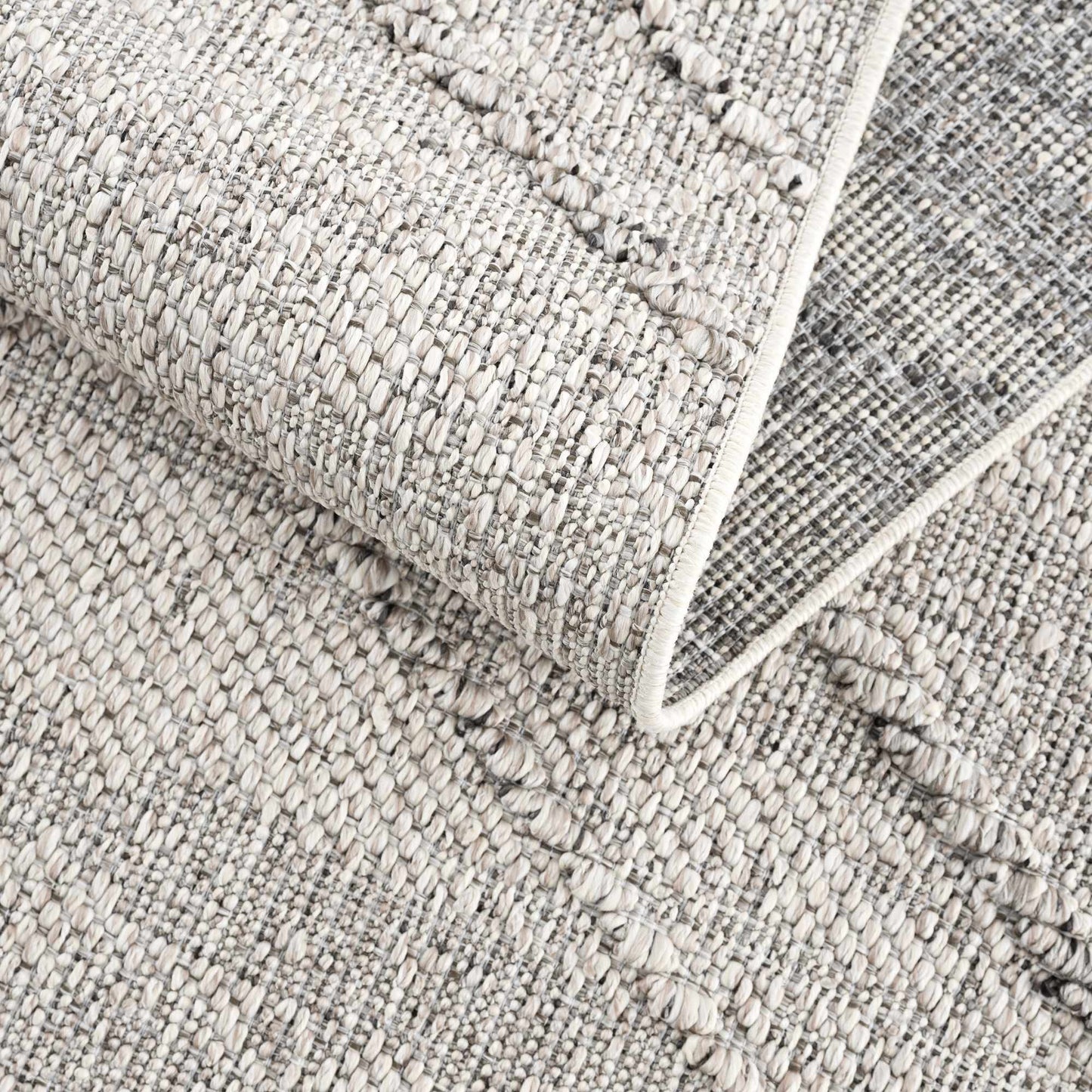 Baqer Bone & Taupe Textured Performance Outdoor Rug - Clearance