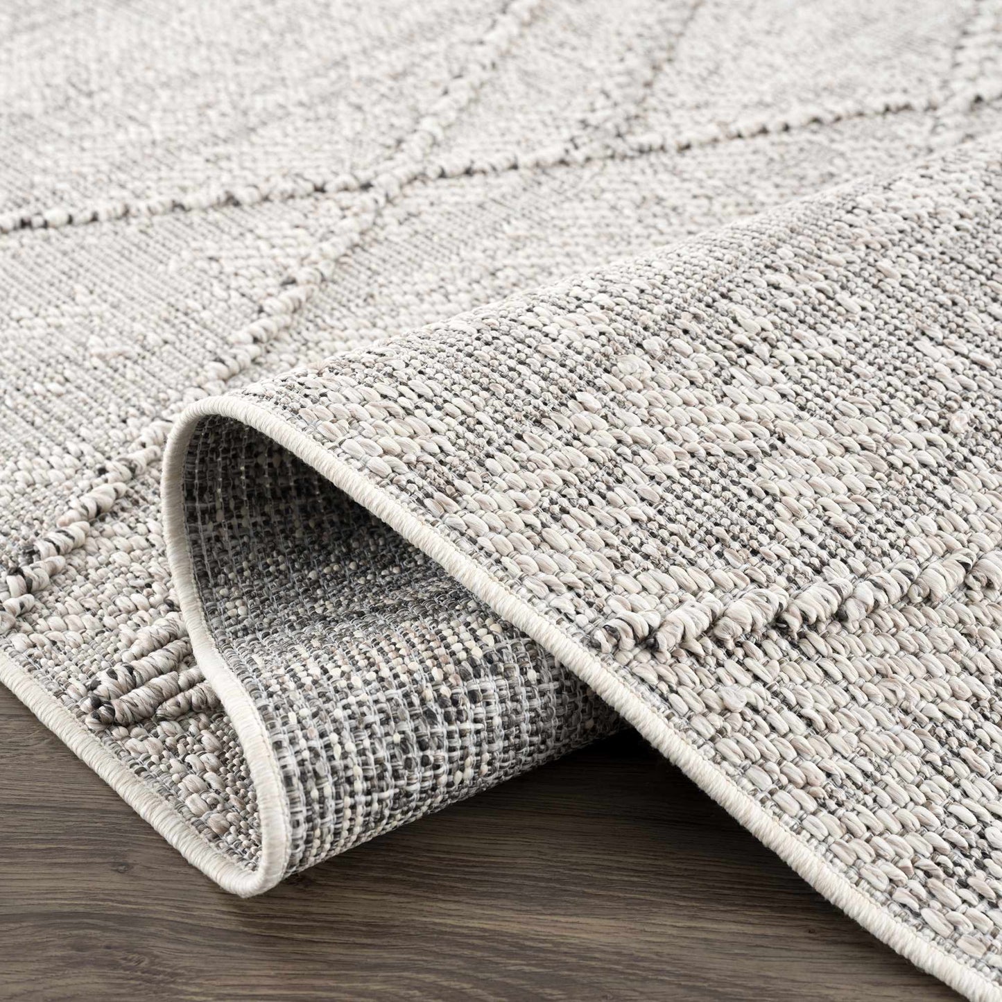 Baqer Bone & Taupe Textured Performance Outdoor Rug - Clearance