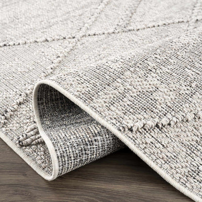 Baqer Bone & Taupe Textured Performance Outdoor Rug - Clearance