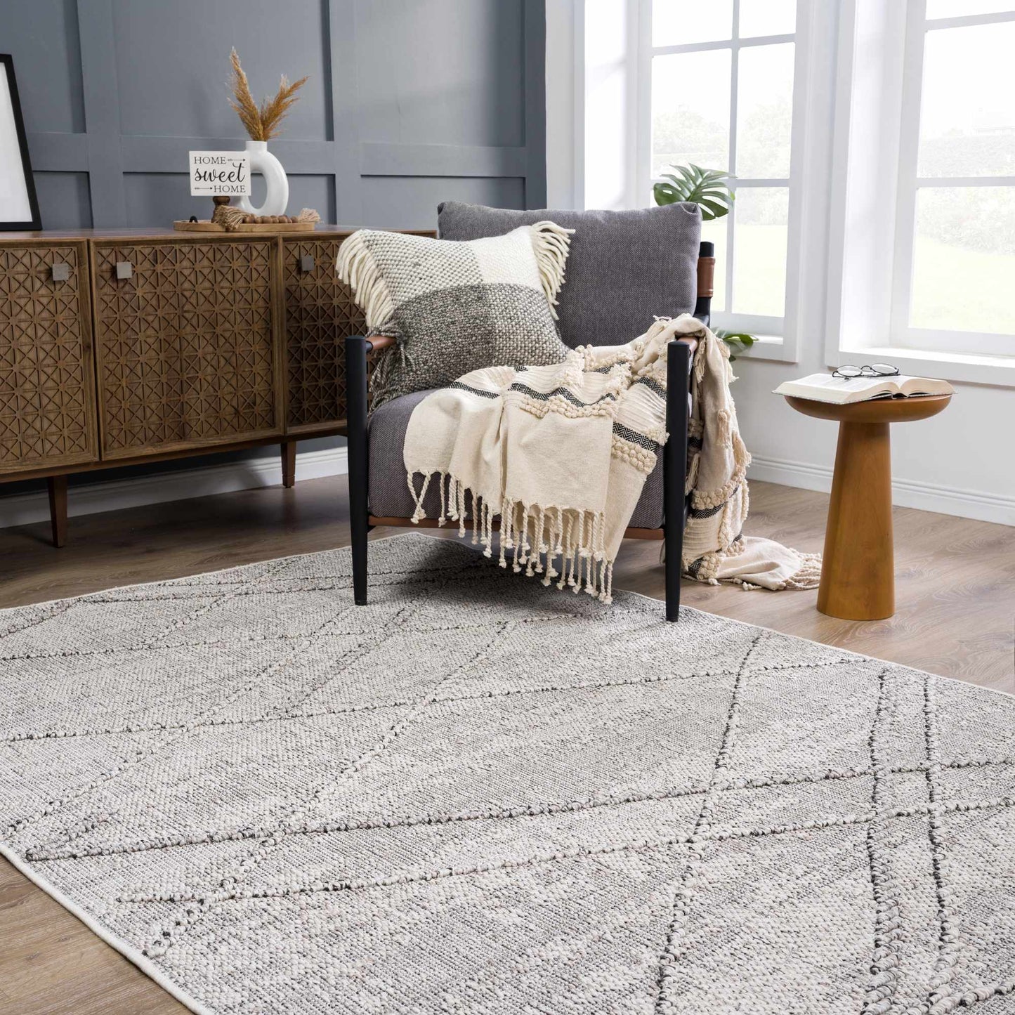 Baqer Bone & Taupe Textured Performance Outdoor Rug - Clearance