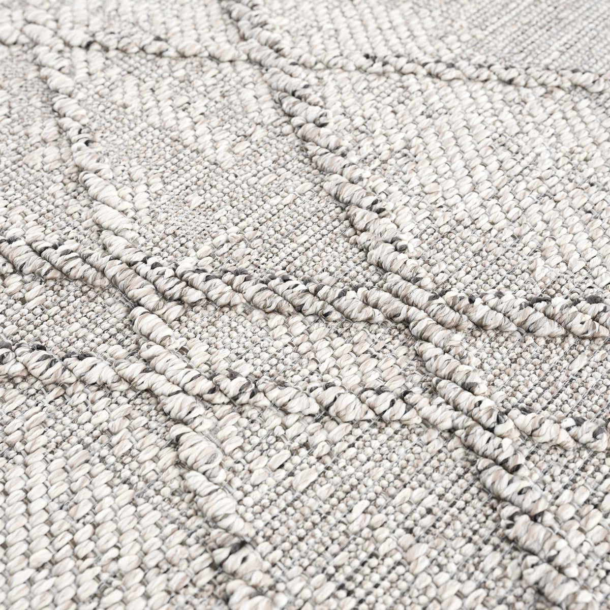 Baqer Bone & Taupe Textured Performance Outdoor Rug - Clearance