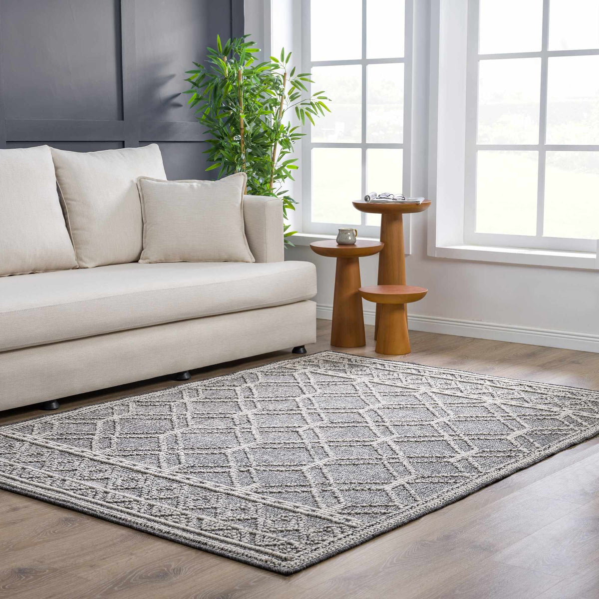 Diah Black & Bone Outdoor Area Rug - Clearance
