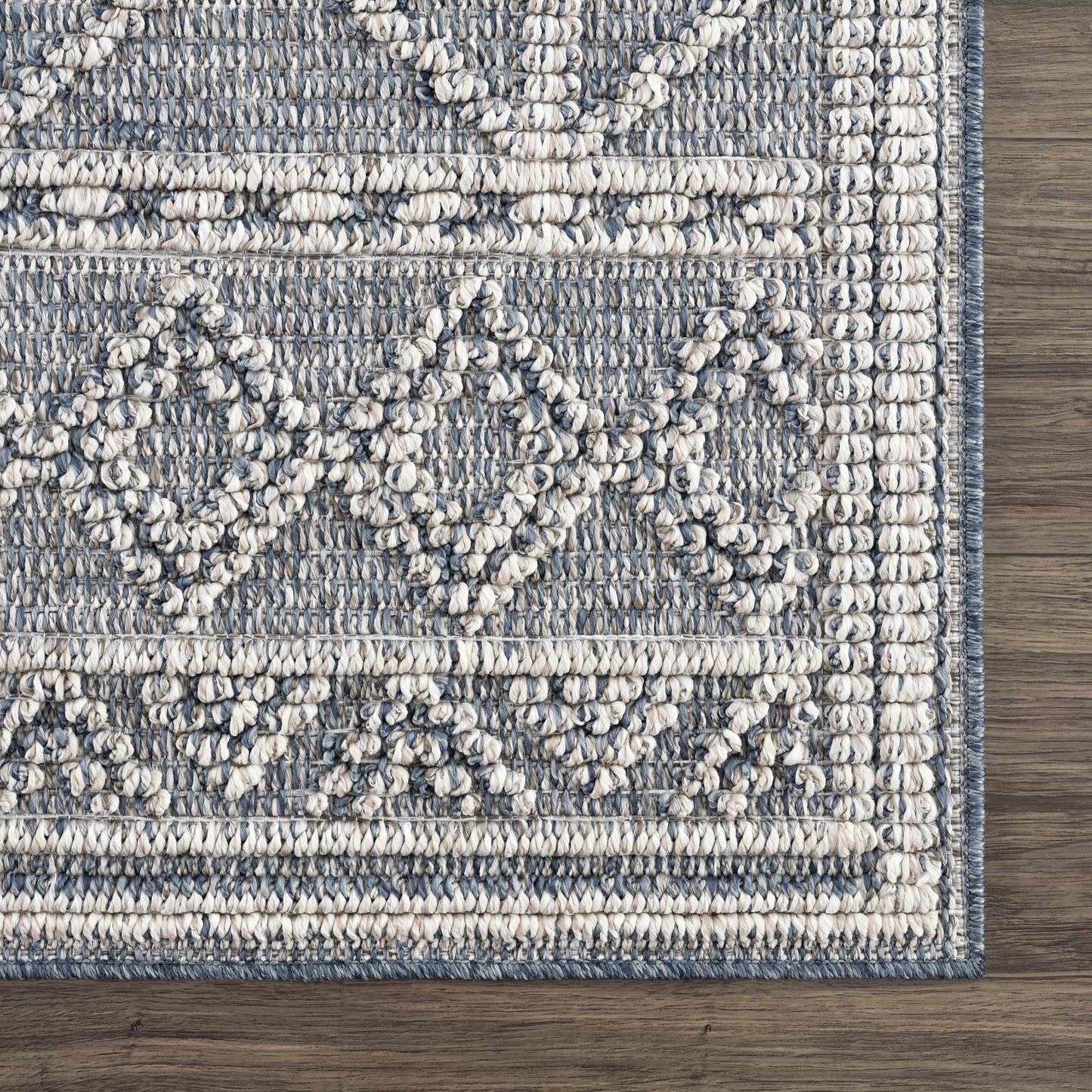 Diah Gray Blue & Bone Outdoor Area Rug - Clearance
