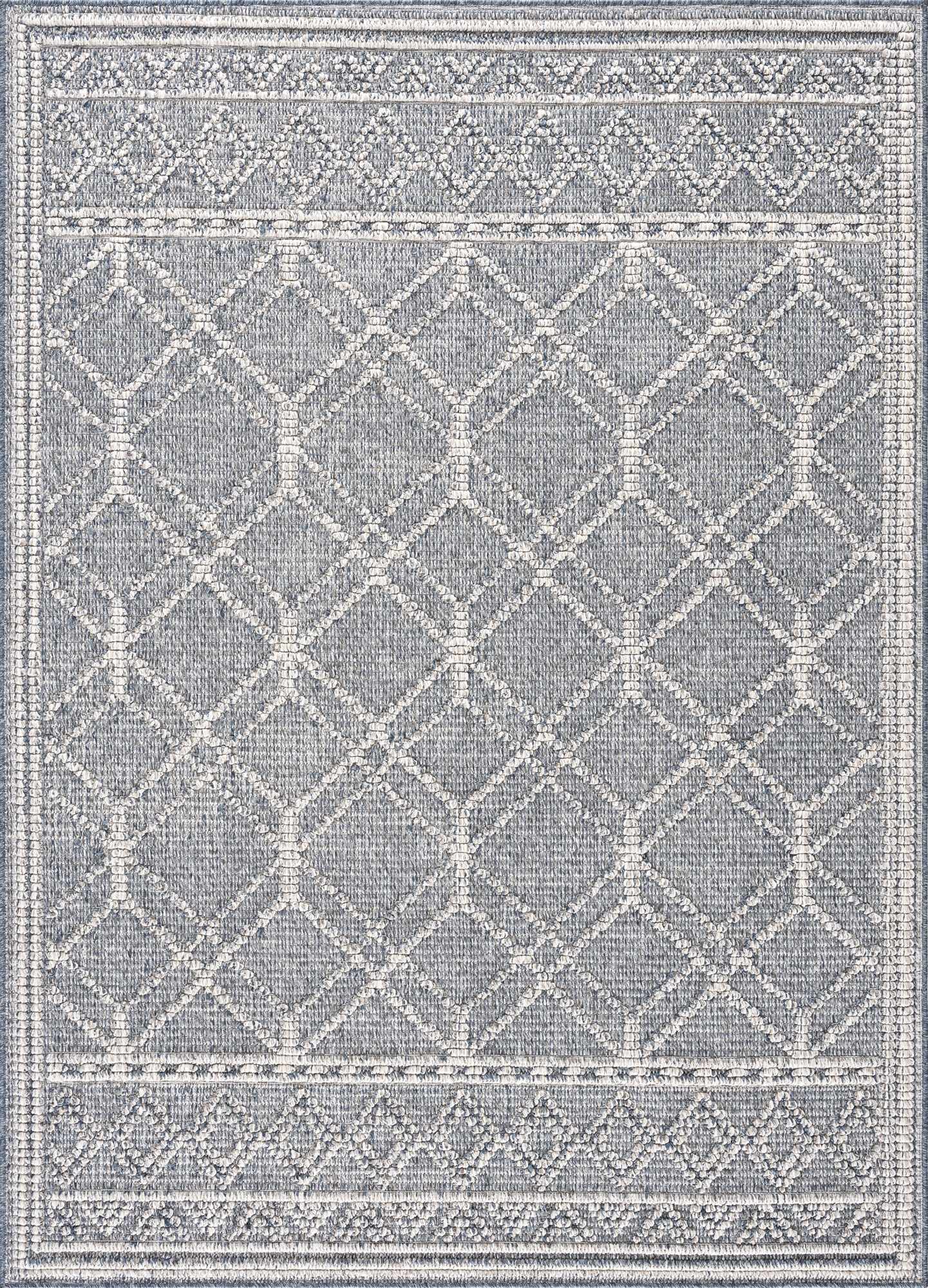 Diah Gray Blue & Bone Outdoor Area Rug - Clearance