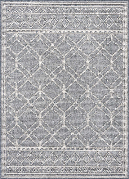 Diah Gray Blue & Bone Outdoor Area Rug - Clearance