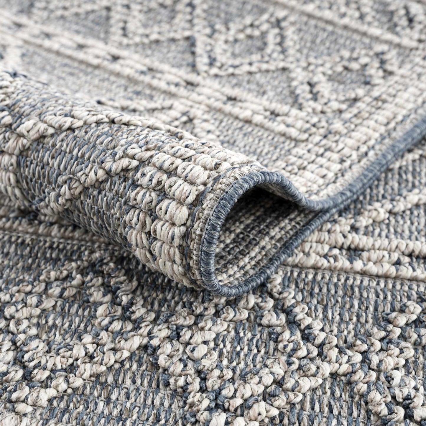 Diah Gray Blue & Bone Outdoor Area Rug - Clearance