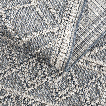 Diah Gray Blue & Bone Outdoor Area Rug - Clearance
