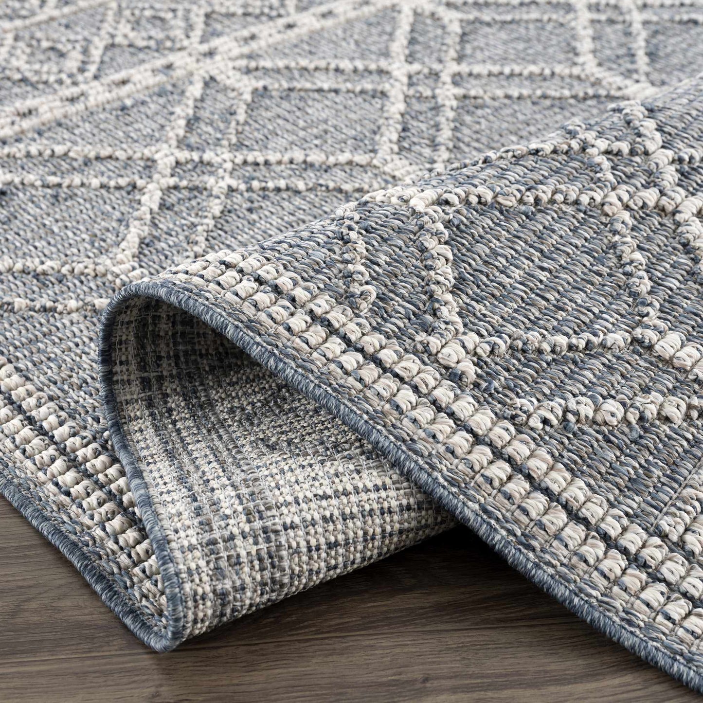 Diah Gray Blue & Bone Outdoor Area Rug - Clearance