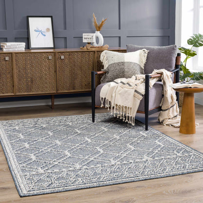 Diah Gray Blue & Bone Outdoor Area Rug - Clearance