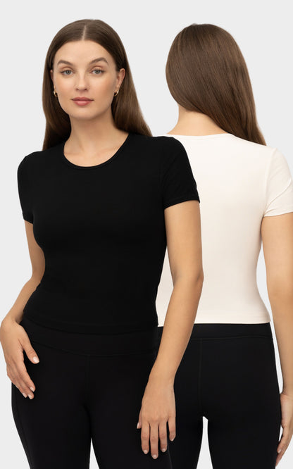 90 Degree by Reflex 2 PK Heavenly Rib Short Sleeve Shirt