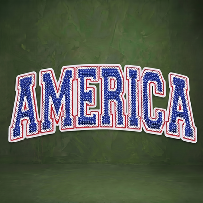 Independence Day Sequin American Flag Iron On Patch Glitter Patriotic USA 4th of July Craft Sewing Embroidery Clothing Patch Decoration