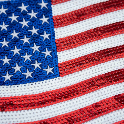 Independence Day Sequin American Flag Iron On Patch Glitter Patriotic USA 4th of July Craft Sewing Embroidery Clothing Patch Decoration
