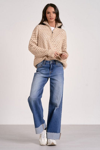 Arabella Half Zip Oatmeal