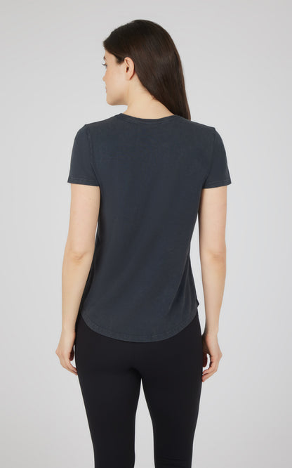 90 Degree by Reflex Cotton Jersey Brenna Acid Wash Crew Neck Tee