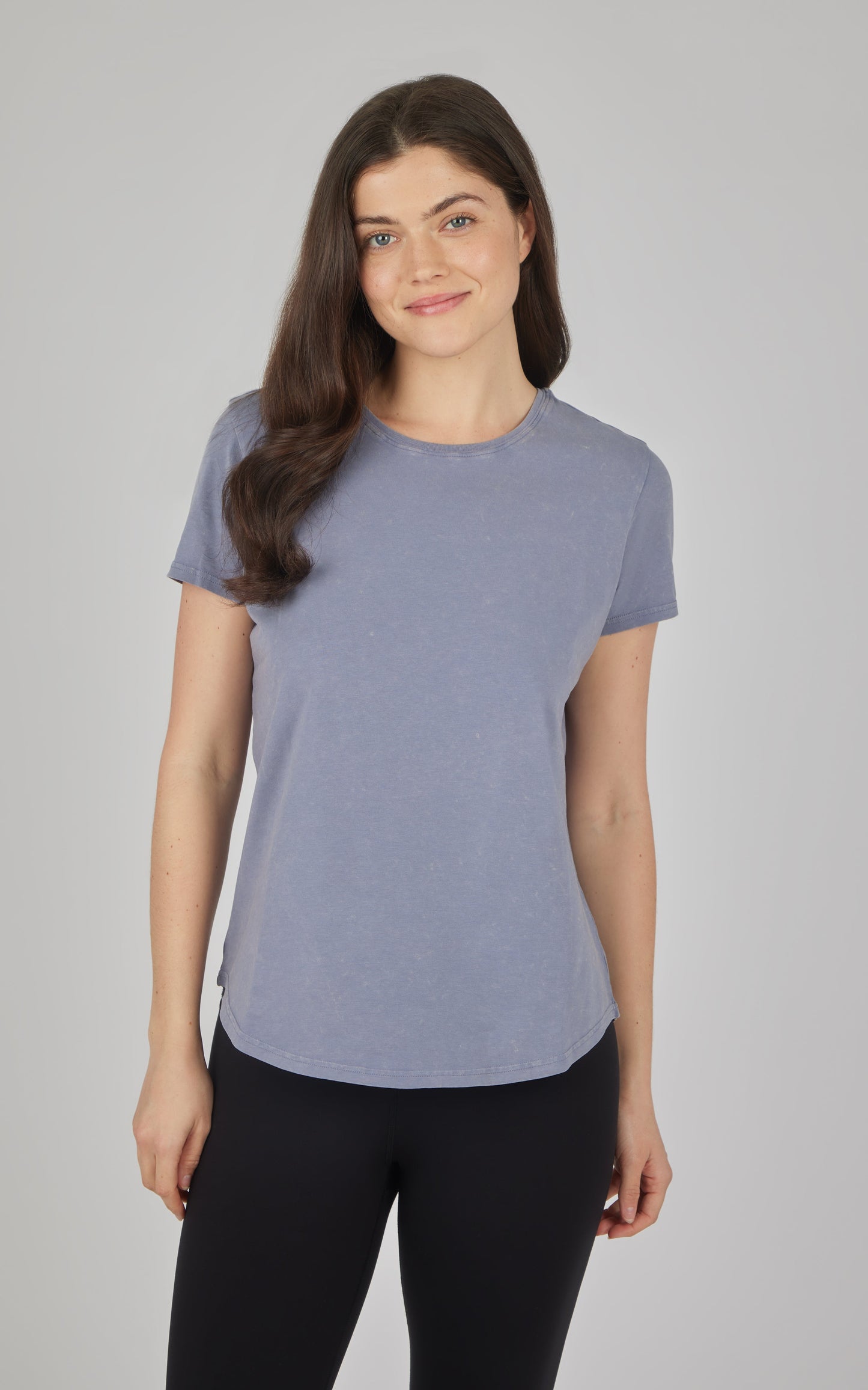 90 Degree by Reflex Cotton Jersey Brenna Acid Wash Crew Neck Tee