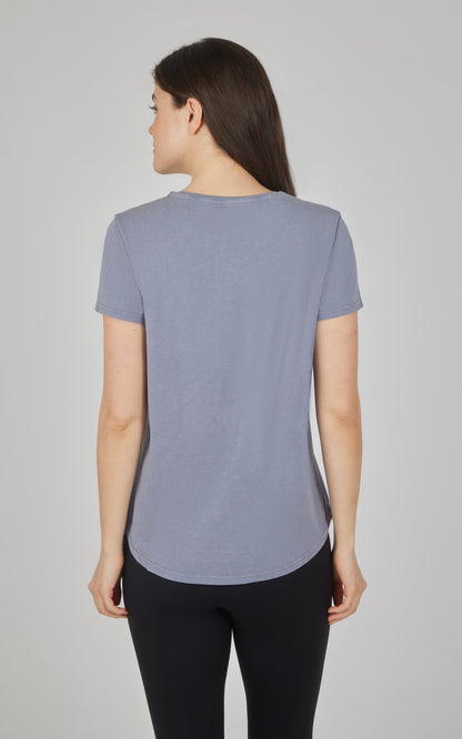 90 Degree by Reflex Cotton Jersey Brenna Acid Wash Crew Neck Tee