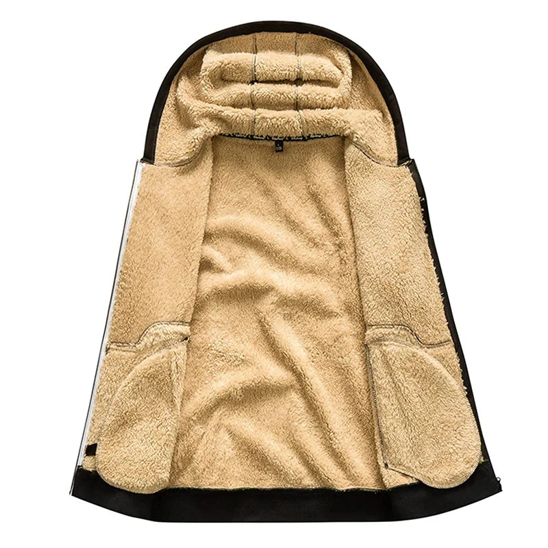 Men's Heavyweight Sherpa Fleece Lined Jackets Coats Windproof Zip Up Hoodie Winter Warm Hooded Sweatshirt Outerwear Outfits Tops