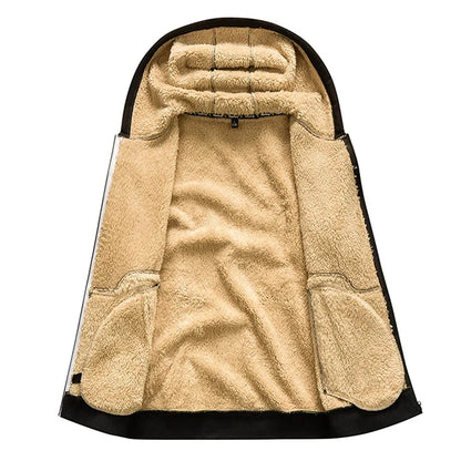 Men's Heavyweight Sherpa Fleece Lined Jackets Coats Windproof Zip Up Hoodie Winter Warm Hooded Sweatshirt Outerwear Outfits Tops