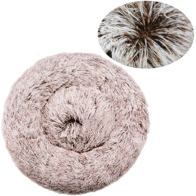 40-90cm Round Pet Bed for Large Dog Bed Super Soft Cat Bed Long Plush Dog House for Medium Dog House Winter Warm Sleeping