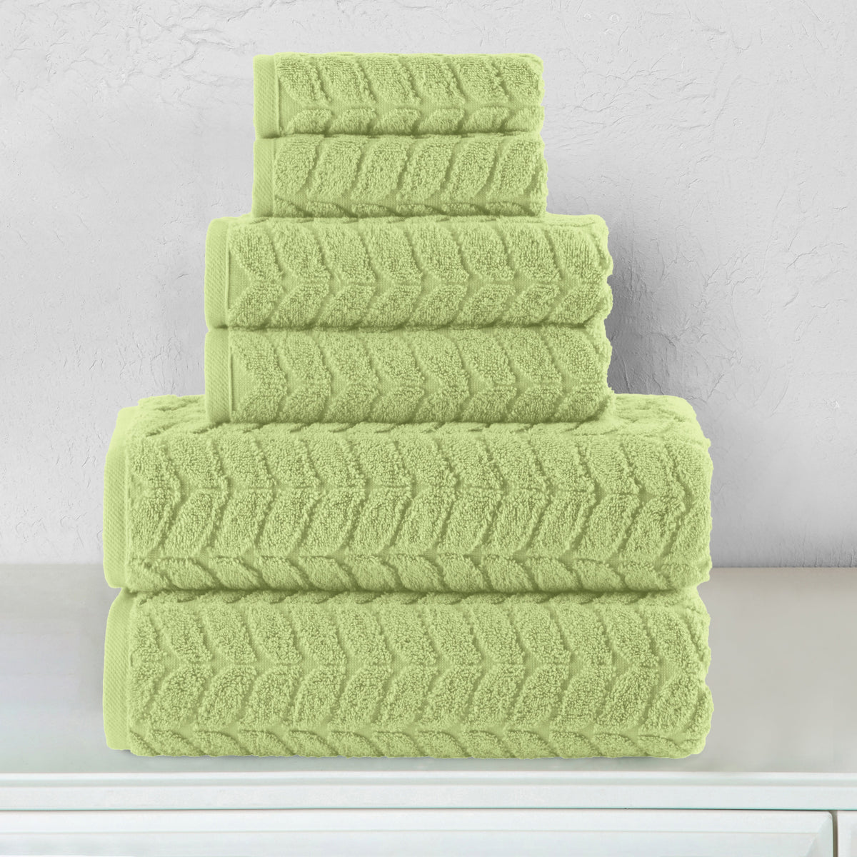 Elegant Comfort 6-Piece Turkish Cotton Braided Towel Set, 2 Washcloths, 2 Hand Towels and 2 Bath Towels