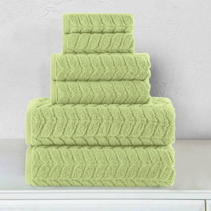 Elegant Comfort 6-Piece Turkish Cotton Braided Towel Set, 2 Washcloths, 2 Hand Towels and 2 Bath Towels