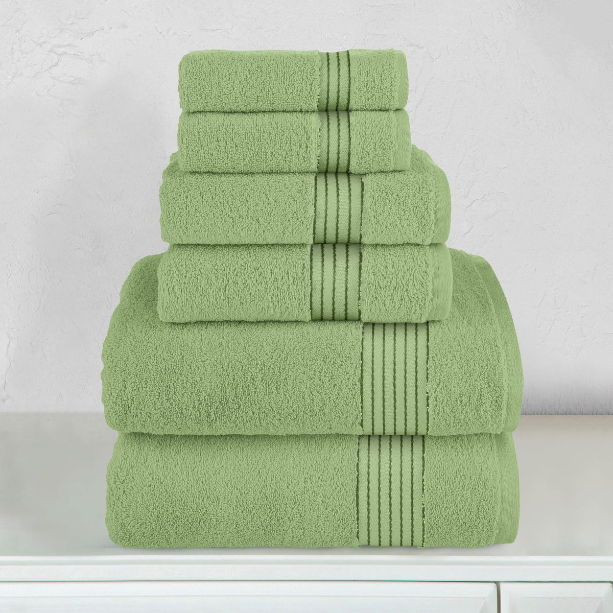 Elegant Comfort 6-Piece Turkish Cotton Towel Set, 2 Washcloths, 2 Hand Towels and 2 Bath Towels