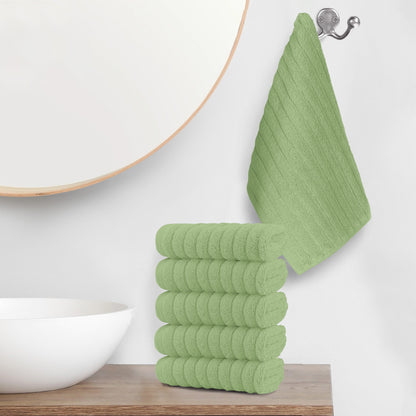 Elegant Comfort 6-Pack Premium Turkish Cotton Corduroy Stripe Washcloths Set, 13 x 13 inch