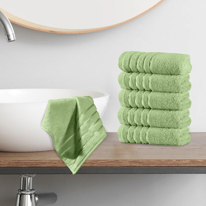 Elegant Comfort 6-Pack Premium Turkish Cotton 4 Lines Stripe Washcloths Set, 13 x 13 inch