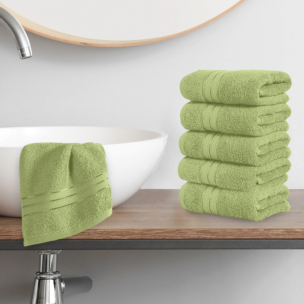 Elegant Comfort 6-Pack Premium Turkish Cotton Three Line Popcorn Washcloths Set, 13 x 13 inch