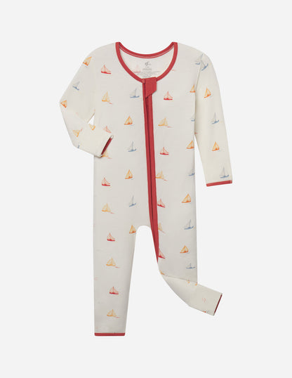 Elevated Faith Sailboat Bamboo Convertible Footed Onesie