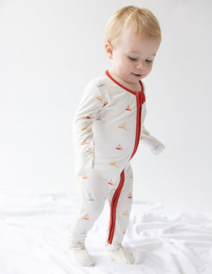 Elevated Faith Sailboat Bamboo Convertible Footed Onesie