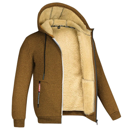 Men's Heavyweight Sherpa Fleece Lined Jackets Coats Windproof Zip Up Hoodie Winter Warm Hooded Sweatshirt Outerwear Outfits Tops