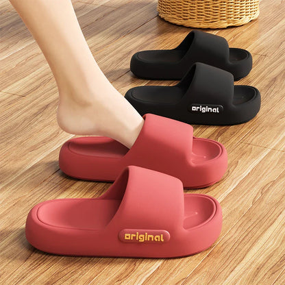Thick Bottom Cloud Slippers Women Fashion Letter Print Platform Sandals Woman 2026 Comfortable Soft Sole Beach Pillow Slides