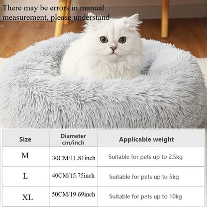 1PC comfortable striped plush pet bed, suitable for cats and dogs,warm,deep sleep round nest,filling,gray,soft,indoor