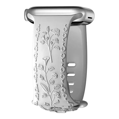 Apple Watch Silicone Band - Floral Engraved - Stylish Design